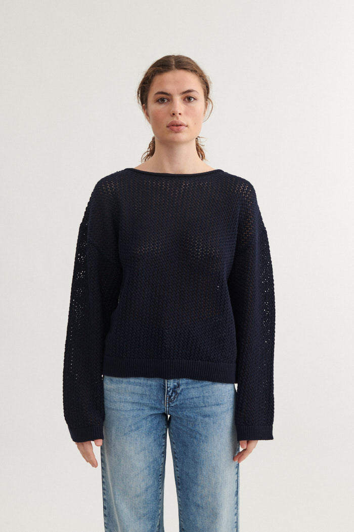 Basic Apparel Tanja O-Neck Sweaters 606 Sky Captain